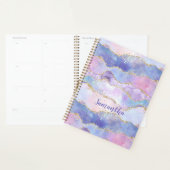 Monogramme Agate Paillettes Bleu Rose Violet Tenda (Devant avec enveloppe)