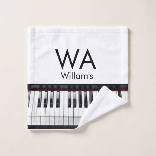 Monogramme ajouter initiale lettre nom texte piano (Gant de toilette)