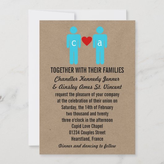 Monogramme Amour Couple Mariage Invitations (Devant)