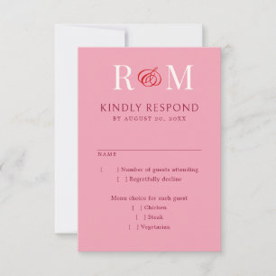 Monogramme Ampersand Mariage rose rouge RSVP