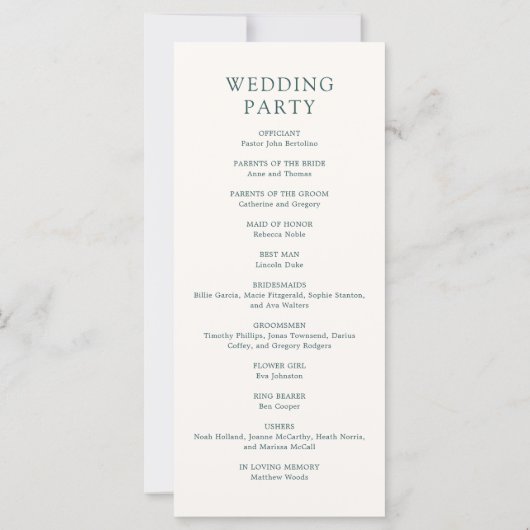 Monogramme Ampersand Sage Green Wedding Programme (Dos)