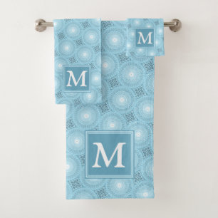 Monogramme ange bleu cercles motif