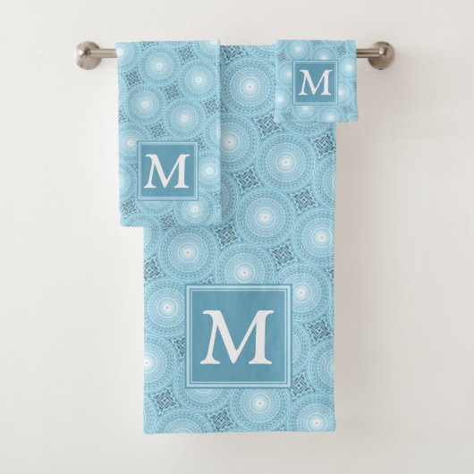 Monogramme ange bleu cercles motif (En situation)