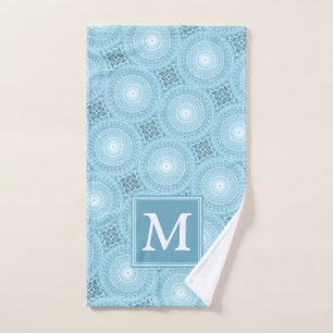 Monogramme ange bleu cercles motif