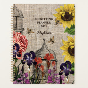 Monogramme apiculture Vintage ruche florale apicul