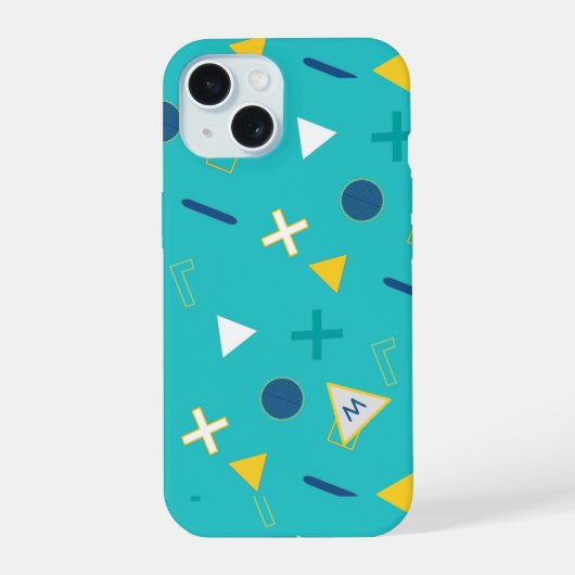 Monogramme Aqua Blue Memphis (Verso)