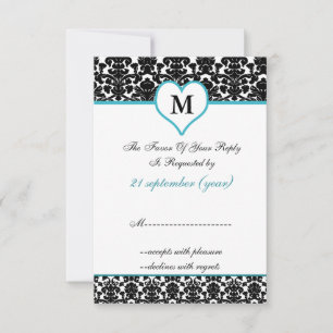 monogramme aqua damask standard 3,5 x 5 rsvp