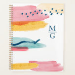 Monogramme Aquarelle Abstraite Marine bleu rose ja<br><div class="desc">Profitez de ce design moderne sur ce planificateur. Il présente une aquarelle abstraite avec un monogramme.</div>