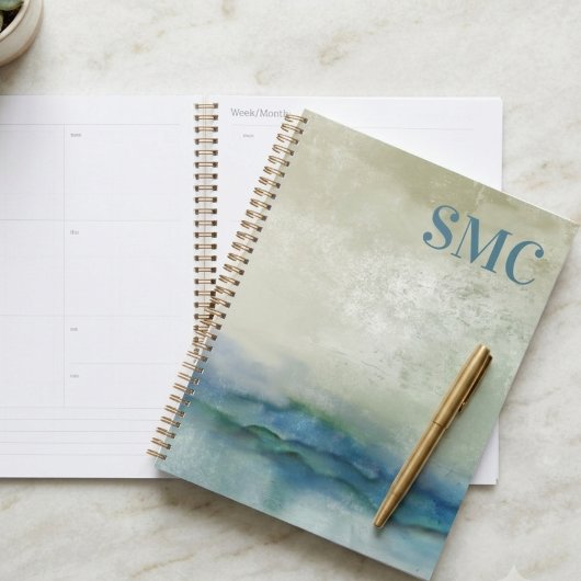 Monogramme aquarelle bleue abstraite