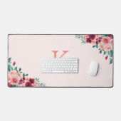 Monogramme Aquarelle Boho rose Bourgogne Floral (Clavier et souris)