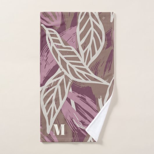 Monogramme Aquarelle Café Leaf Motif Pickleball (Serviette à main)