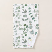 Monogramme Aquarelle Eucalyptus Motif Floral (Serviette à main)