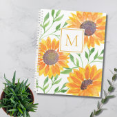 Monogramme Aquarelle Fleurs de soleil Planificateu