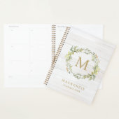 Monogramme aquarelle florale en bois rustique (Devant avec enveloppe)