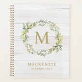 Monogramme aquarelle florale en bois rustique (Devant)