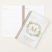 Monogramme aquarelle florale en bois rustique (Devant avec enveloppe)