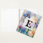Monogramme aquarelle florale iris fleurs violettes (Devant avec enveloppe)