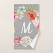 Monogramme Aquarelle Florale Wreath (Serviette à main)