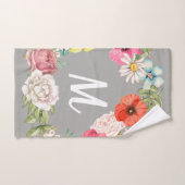 Monogramme Aquarelle Florale Wreath (Serviette à main)