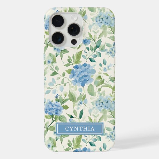 Monogramme Aquarelle Hydrangea Bleue (Verso)