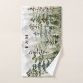 Monogramme Aquarelle Pine verte forêt de montagne (Serviette à main)