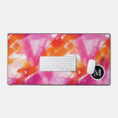 Monogramme Aquarelle rose orange Abstrait (Clavier et souris)
