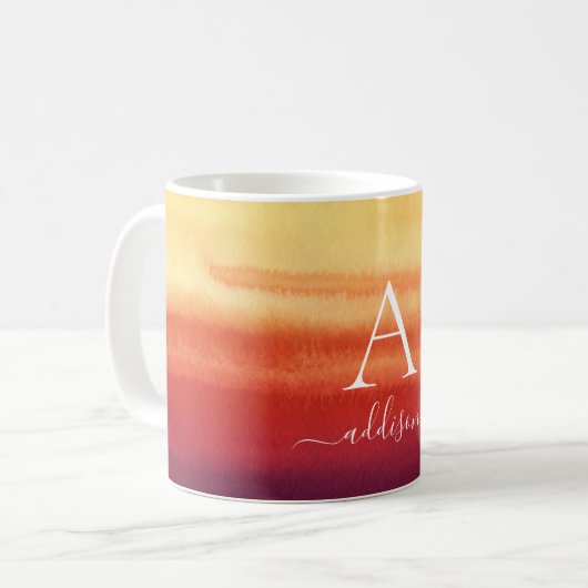 Monogramme Aquarelle spécifique du client Café Mug (Devant gauche)