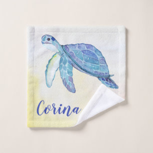 Monogramme aquarelle tortue de mer 