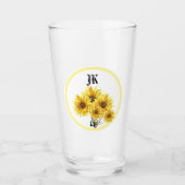 Monogramme Aquarelle Tumbler Tournesol Jaune Verre (Devant)