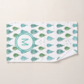 Monogramme Arbres de Noël Turquoises (Serviette à main)