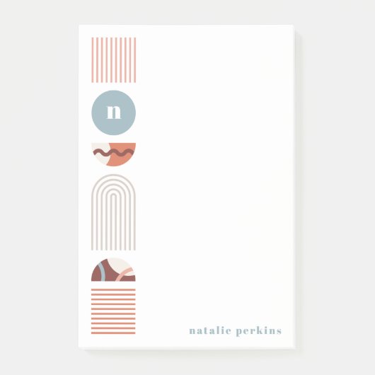 Monogramme arc-en-ciel géométrique Post-It Notes - (Devant)