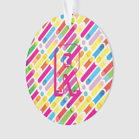 Monogramme Arc-en-ciel lignes diagonales Motif Pop (devant)