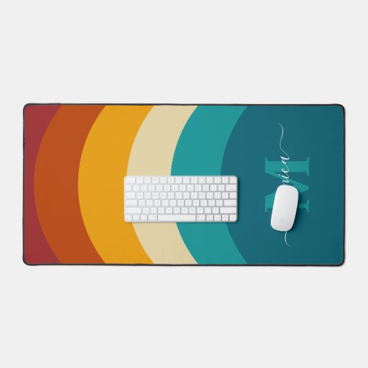 Monogramme arc-en-ciel Nom personnalisé Retro Suns (Clavier et souris)