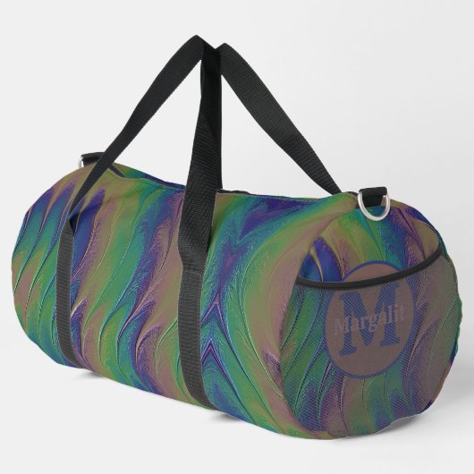 Monogramme arc-en-ciel Strié Grand Sac Duffel (Coin droit)