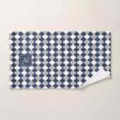 Monogramme Ardoise Bleu, gris et blanc Quatrefoil (Serviette à main)