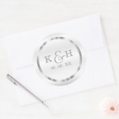Monogramme Argent et Étiquettes ronds blancs (Enveloppe)