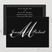Monogramme argenté Faire-part de mariage noir Polk (Devant / Derrière)