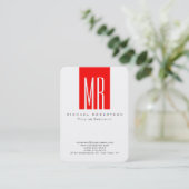 Monogramme arrondi blanc Carte de visite de bande  (Debout devant)