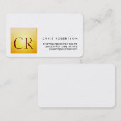 Monogramme arrondi coin jaune Carte de visite blan (Devant / Derrière)