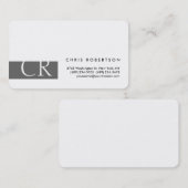 Monogramme arrondi Corner gris blanc Carte de visi (Devant / Derrière)