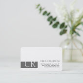 Monogramme arrondi Corner gris blanc Carte de visi (Debout devant)