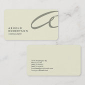Monogramme arrondi Plaine Beige Carte de visite te (Devant / Derrière)