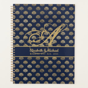 Monogramme ART Déco Marine Blue Gold Shells Newlyw