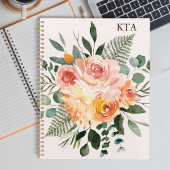 Monogramme Automne Aquarelle Russe Rose Peach Flow