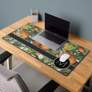 Monogramme avec motif de fruit orange et feuillage