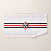 Monogramme avec rayures rouges blanches et noires (Serviette à main)