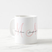 Monogramme B de mariage et tasse blanche rose de (Devant gauche)