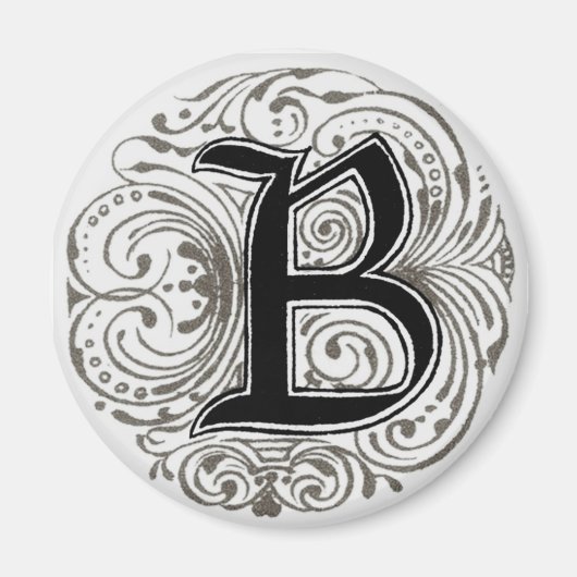Monogramme "B" en gris - Aimant (Devant)