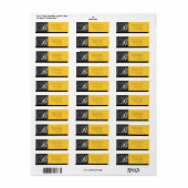 Monogramme B Étiquette de adresse moderne Jaune No (Feuille entière)