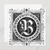 Monogramme B Modèle floral noir et blanc initial (Devant / Derrière)